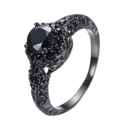 Big Black Diamond Small Black Simulated Diamond Ring Unisex Trendy Ring