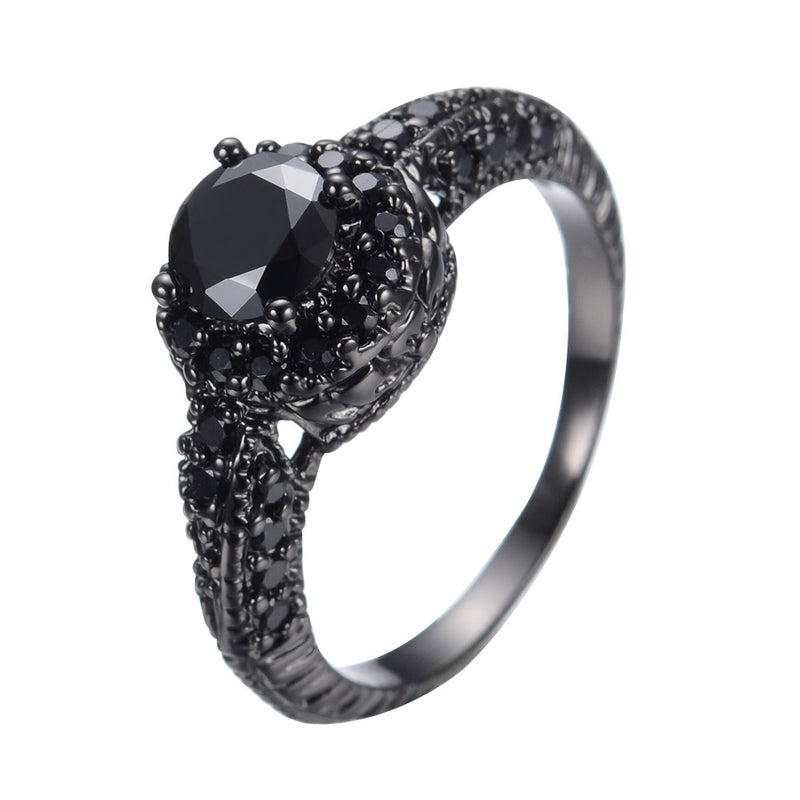 Big Black Diamond Small Black Simulated Diamond Ring Unisex Trendy Ring
