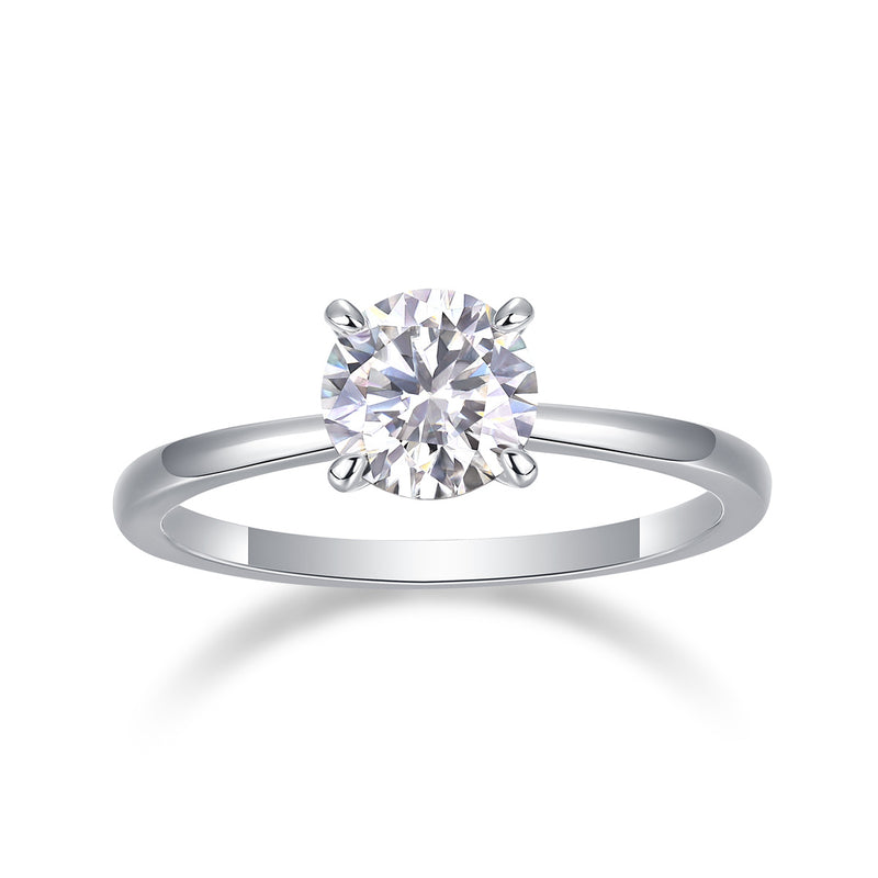 Classic 4 Prong Diamond Ring Moissanite Silver Ring