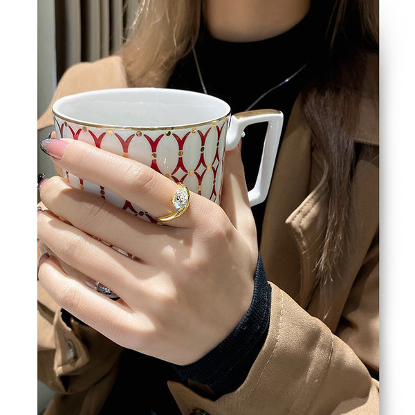 Jewelry 925 Silver Ins Water Drop Diamond Ring