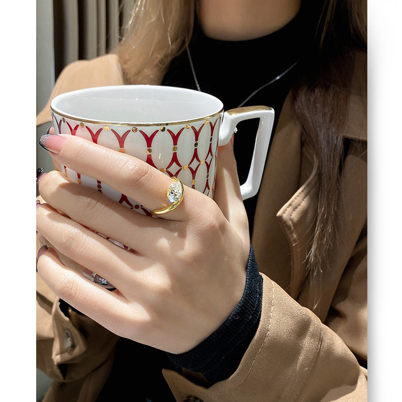 Jewelry 925 Silver Ins Water Drop Diamond Ring