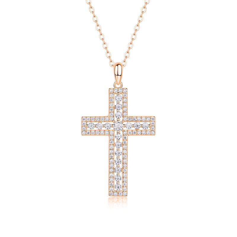 Shelter - Fashionable Jewelry Pendant Set With Moissanite S925 Sterling Silver And Platinum-plated Cross Diamond, Moissanite Silver Jewelry