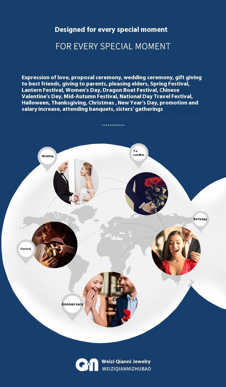 S925 Sterling Silver Moissanite Necklace Light Luxury High-grade 11 Karat D Color