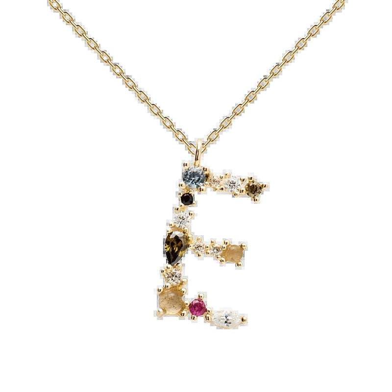 English Letter Alphabet Necklace Female Colorful Crystals Gem S925 Pure