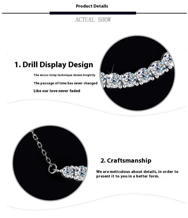 S925 Silver-plated Moissanite layer Pendant Necklace