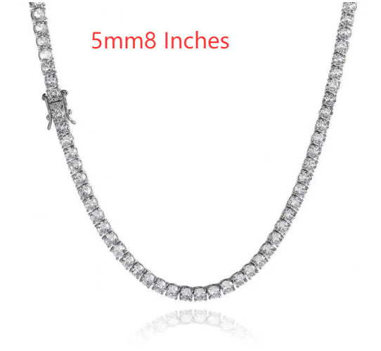 3mm 4mm 5mm 65 MmS925 Silver Moissanite Single Row Tennis Chain Bracelet Hip Hop Necklace