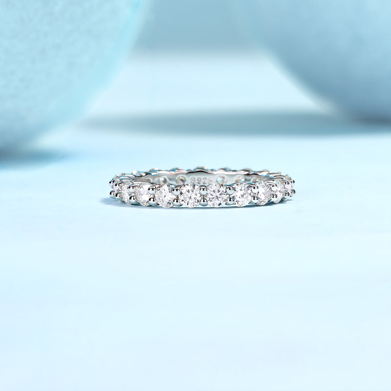 Luxury Fashion Diamond Ring, Row Diamond Ring, Moissanite Silver Ring, Jewelry