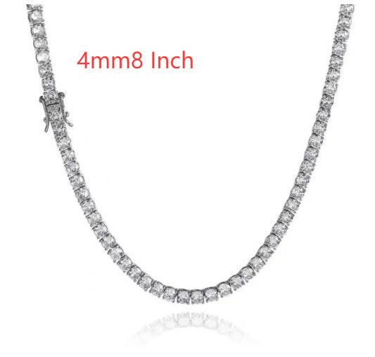 3mm 4mm 5mm 65 MmS925 Silver Moissanite Single Row Tennis Chain Bracelet Hip Hop Necklace
