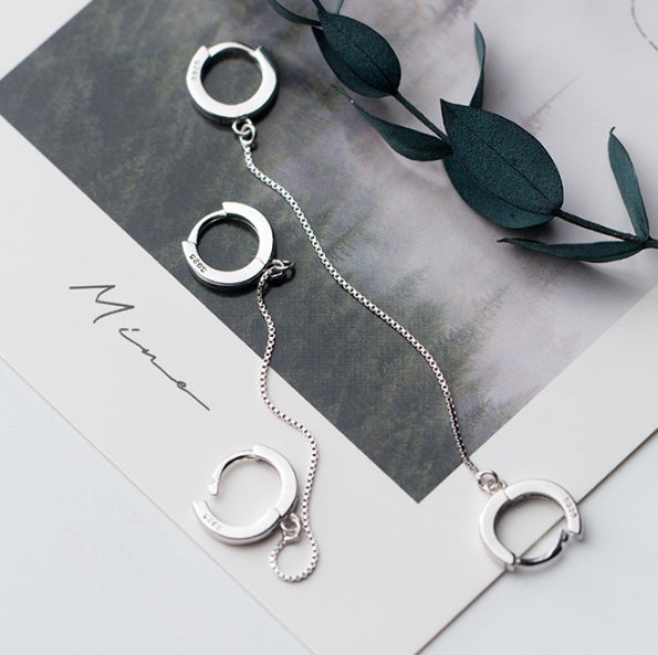 Pair of Double S925 silver Hoop earrings