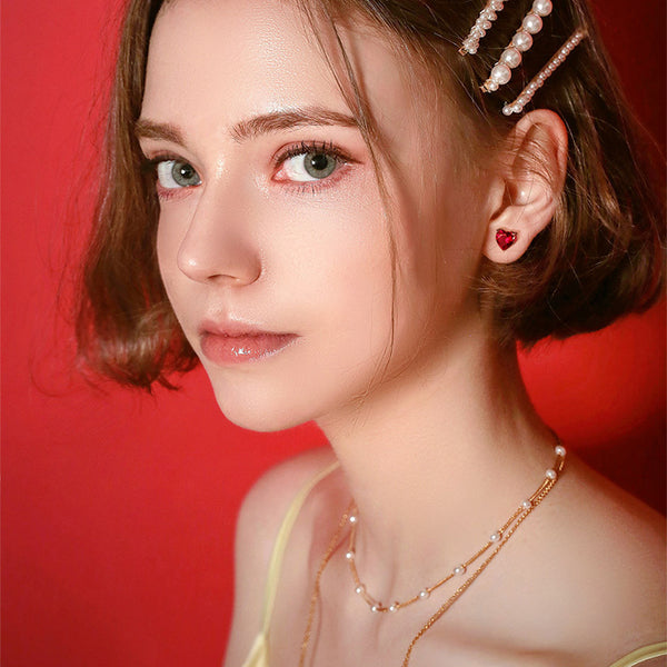 S925 Sterling Silver Loving Heart Stud Earrings – Simulated Birthstone