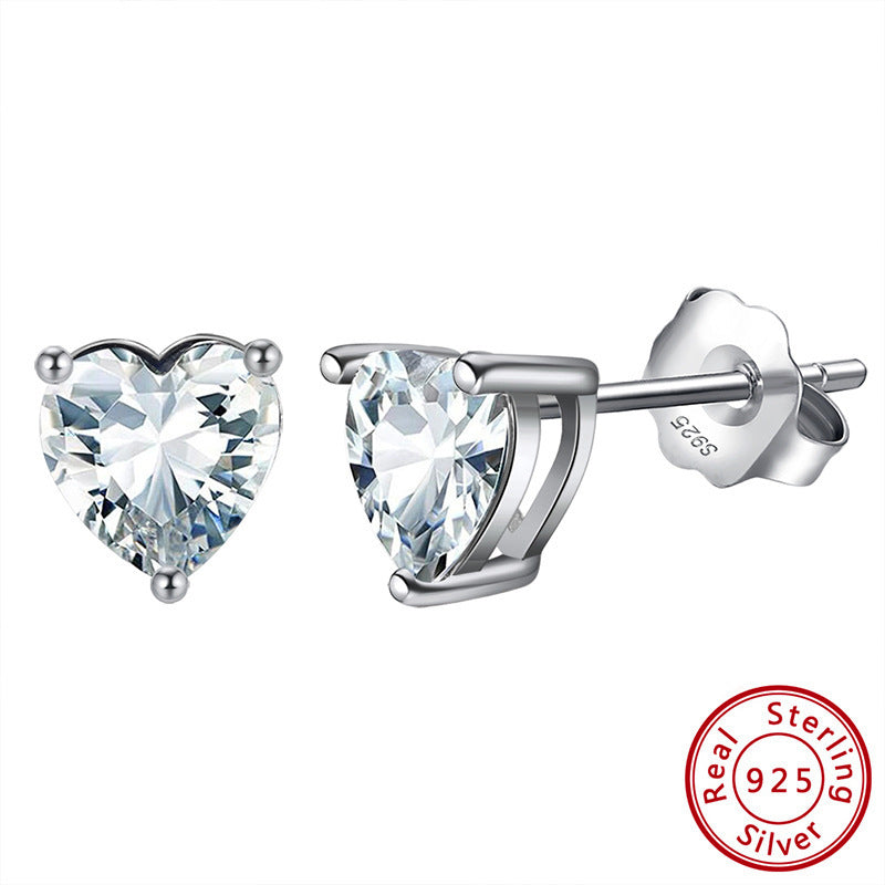 S925 Sterling Silver Loving Heart Stud Earrings – Simulated Birthstone
