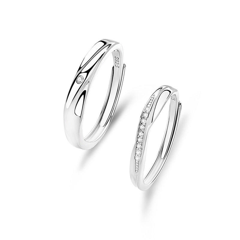 925 Sterling Silver Mobius X Ring Couple Ring