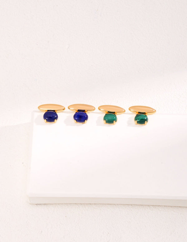 Blue Lapis Lazuli Stud Earrings