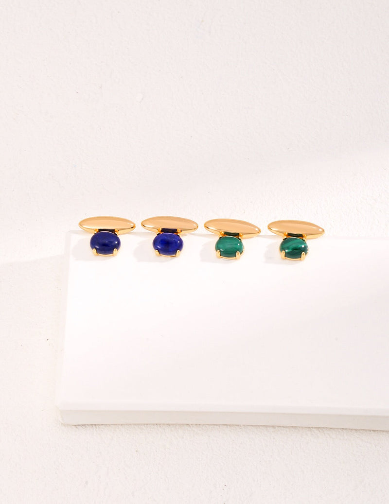 Blue Lapis Lazuli Stud Earrings