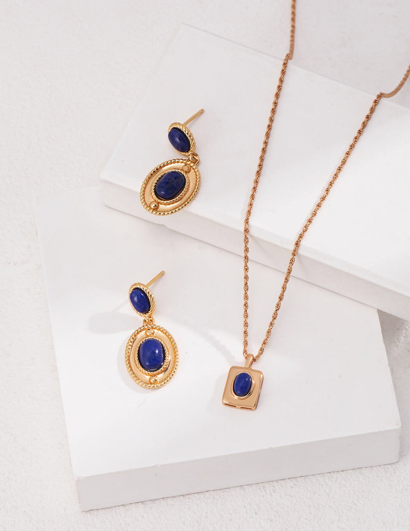 Natural Lapis Lazuli Dangle Earrings