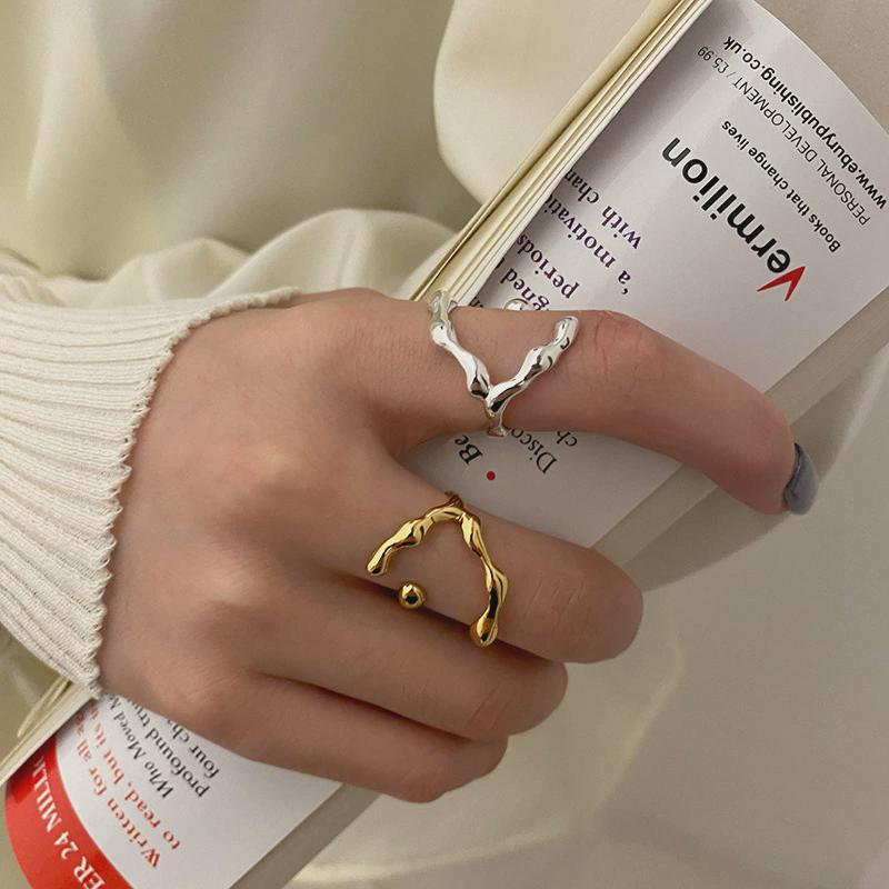 Niche Irregular Crescent Exquisite Titanium Steel Ring For Women