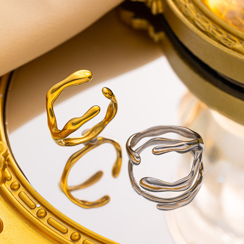 Niche Irregular Crescent Exquisite Titanium Steel Ring For Women