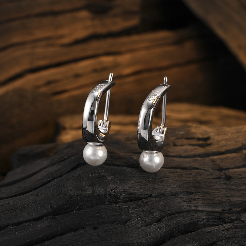 925 Sterling Silver Earrings Women's Pearl Fashion