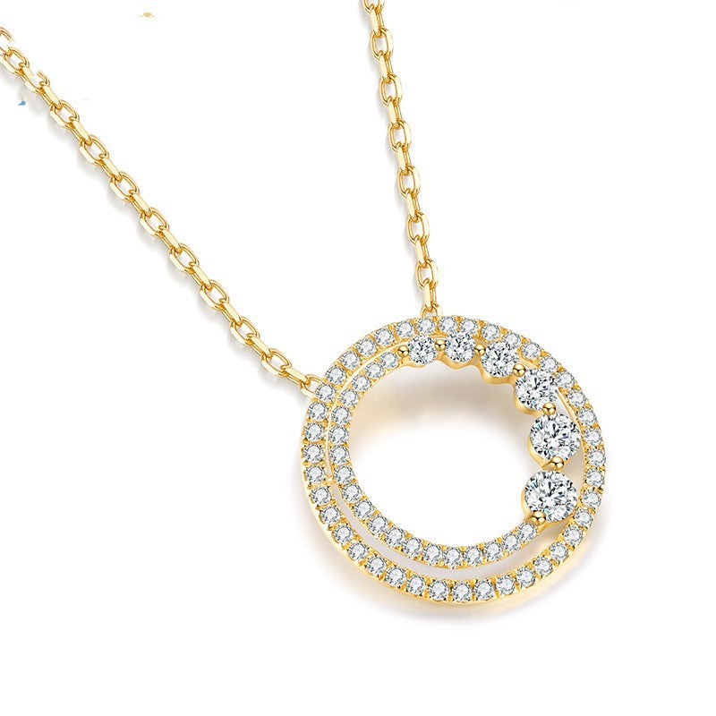18K Solid Yellow Gold, Rose Gold Diamond Necklace Round