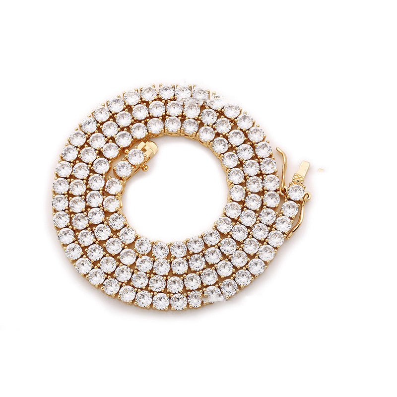 Moissanite 925 Sterling Silver Hip Hop Single Row Tennis Necklace