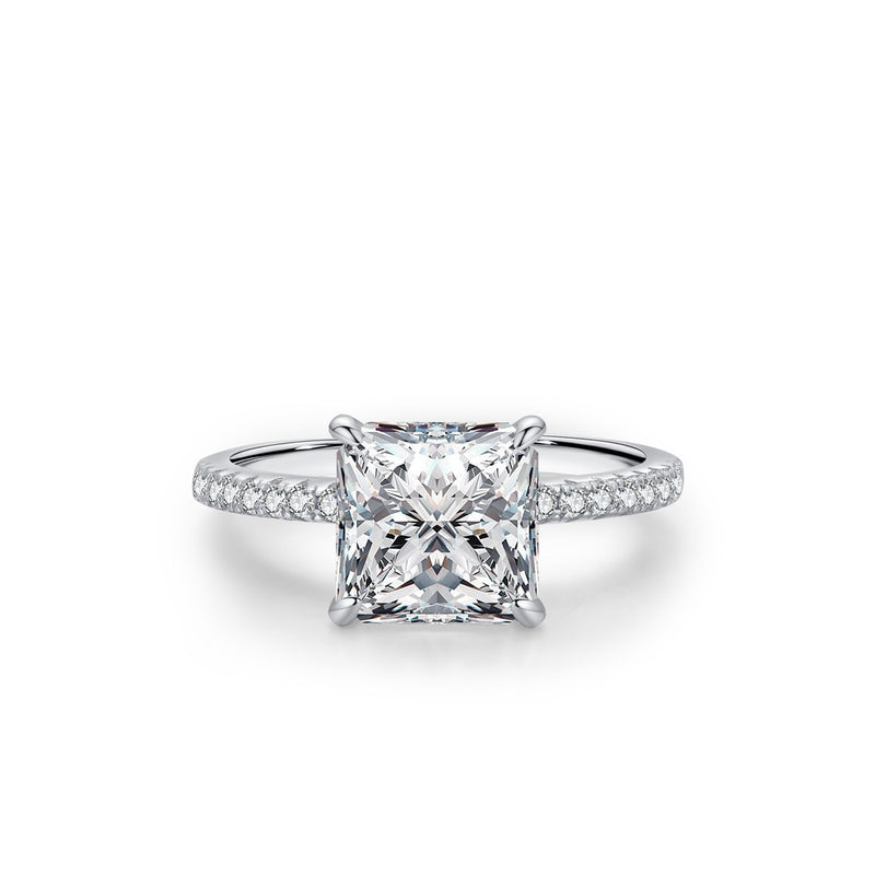 S925 Sterling Silver Ice Flower Cut Square Zircon Ring