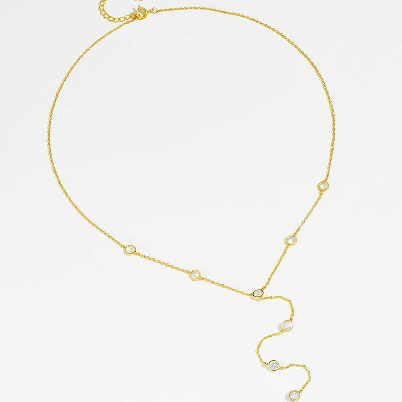 S925 Sterling Silver Tassel Diamond-studded Necklace