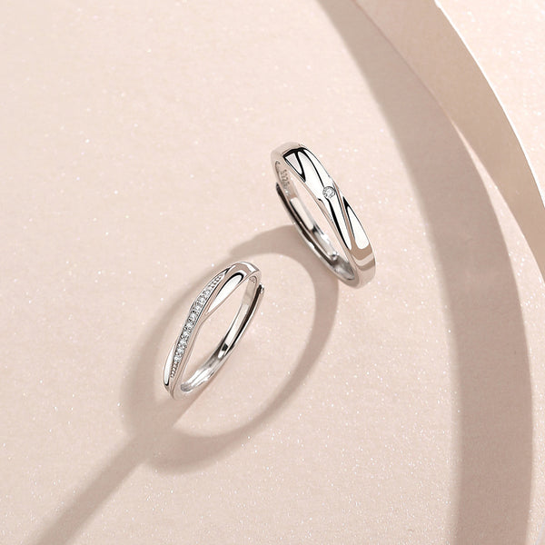 925 Sterling Silver Mobius X Ring Couple Ring