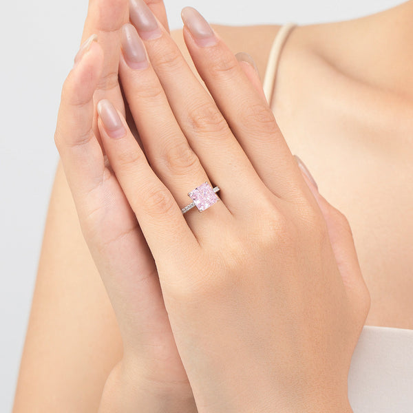 S925 Sterling Silver Ice Flower Cut Square Zircon Ring