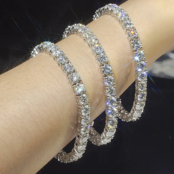 3mm 4mm 5mm 65 MmS925 Silver Moissanite Single Row Tennis Chain Bracelet Hip Hop Necklace