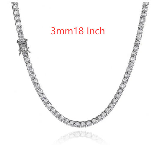 3mm 4mm 5mm 65 MmS925 Silver Moissanite Single Row Tennis Chain Bracelet Hip Hop Necklace