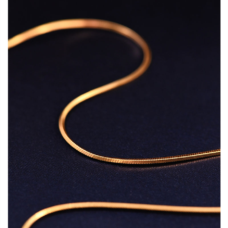 Snake Bone Chain Necklace For Women Square S925 Pure Silver Gold-plated