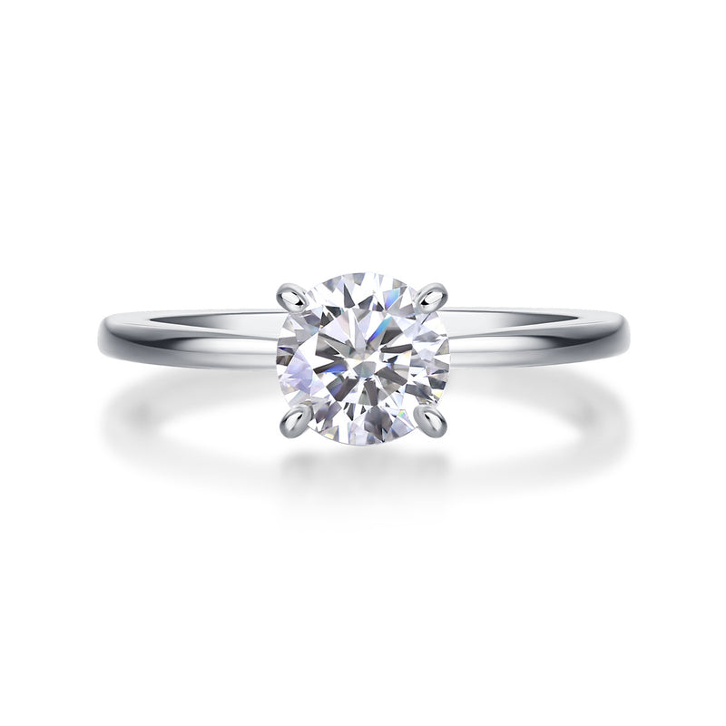 Classic 4 Prong Diamond Ring Moissanite Silver Ring