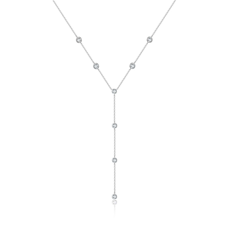 S925 Sterling Silver Tassel Diamond-studded Necklace