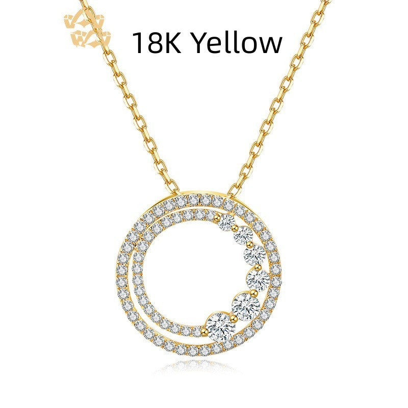 18K Solid Yellow Gold, Rose Gold Diamond Necklace Round
