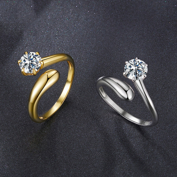 Moissanite Open Ring Wedding Ring Elegant Luxury S925 Sterling Silver Ring