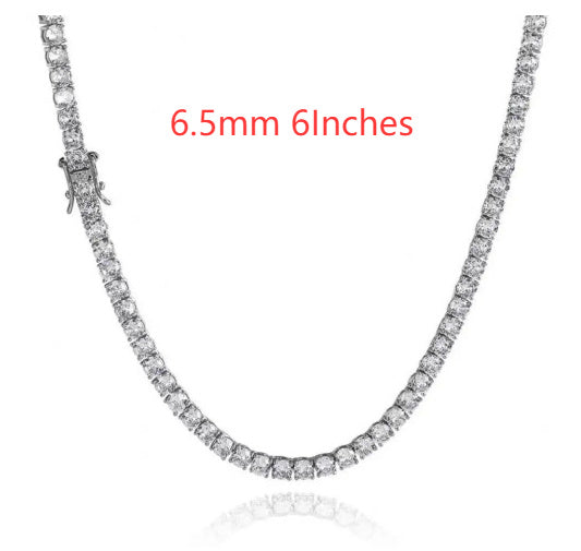 3mm 4mm 5mm 65 MmS925 Silver Moissanite Single Row Tennis Chain Bracelet Hip Hop Necklace