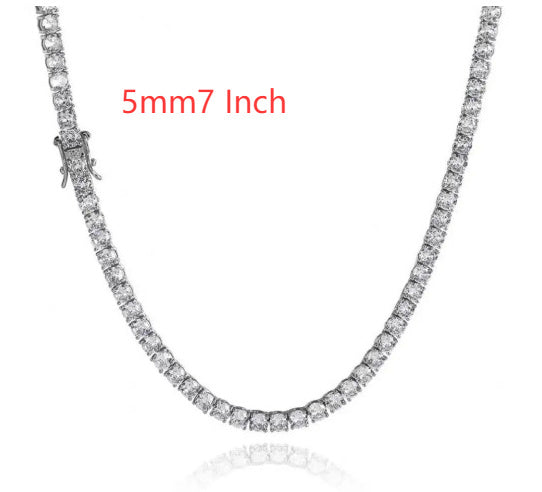 3mm 4mm 5mm 65 MmS925 Silver Moissanite Single Row Tennis Chain Bracelet Hip Hop Necklace