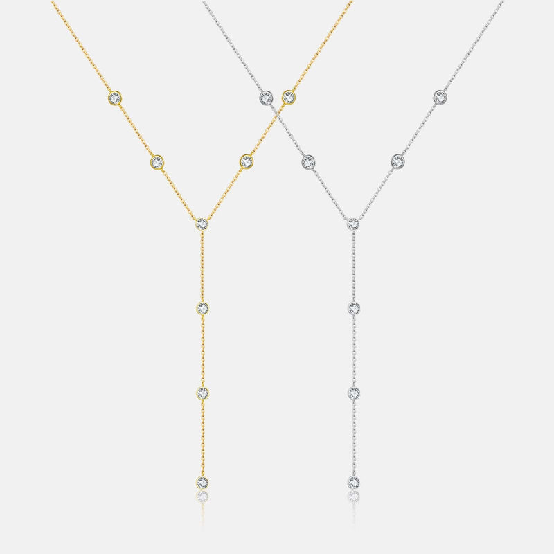 S925 Sterling Silver Tassel Diamond-studded Necklace