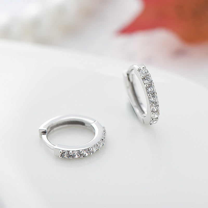 Sterling Silver Hoop Earring With Simulated Diamond