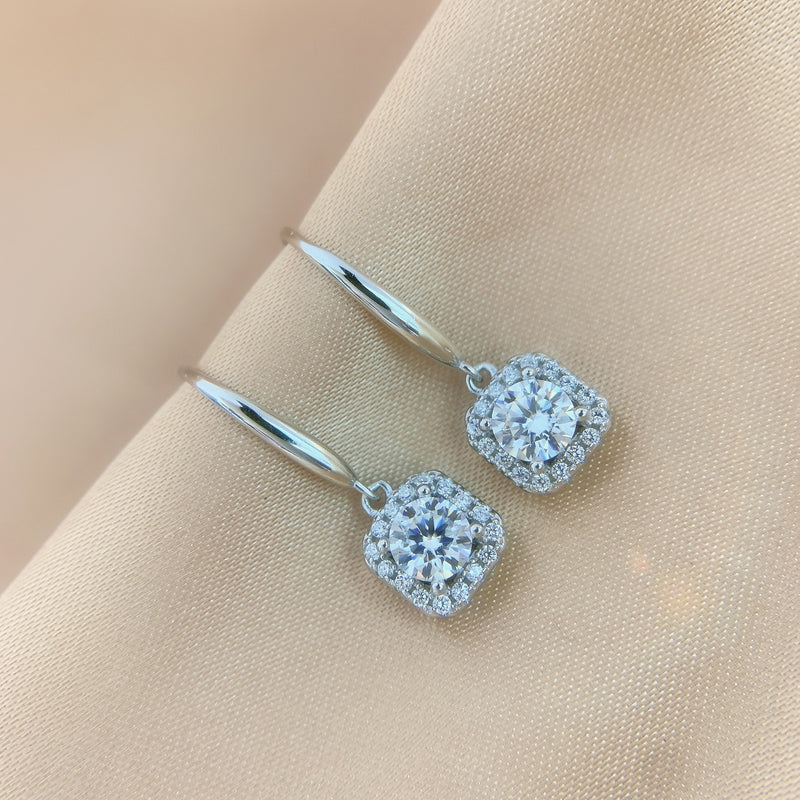 Women's Fashion Moissanite Ear Studs Square