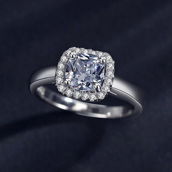 925 Sterling silver Women's Fashion 1 Carat Simulated  Diamond Wedding Ring