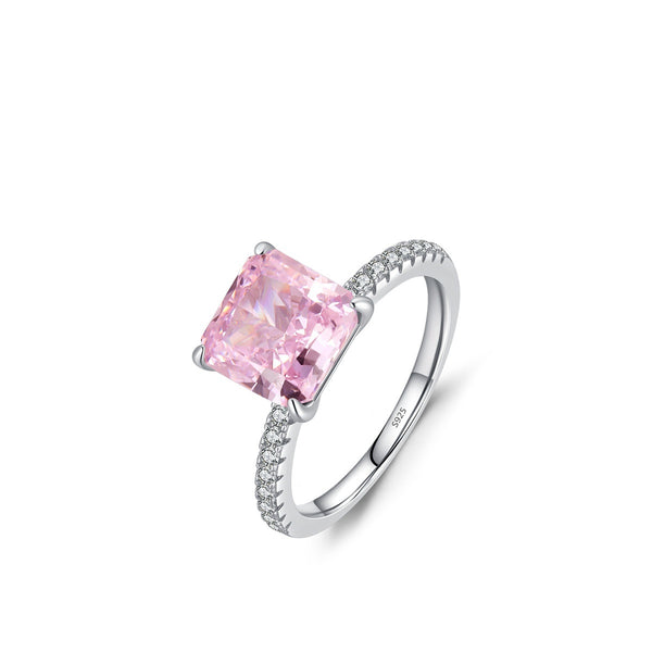 S925 Sterling Silver Ice Flower Cut Square Zircon Ring