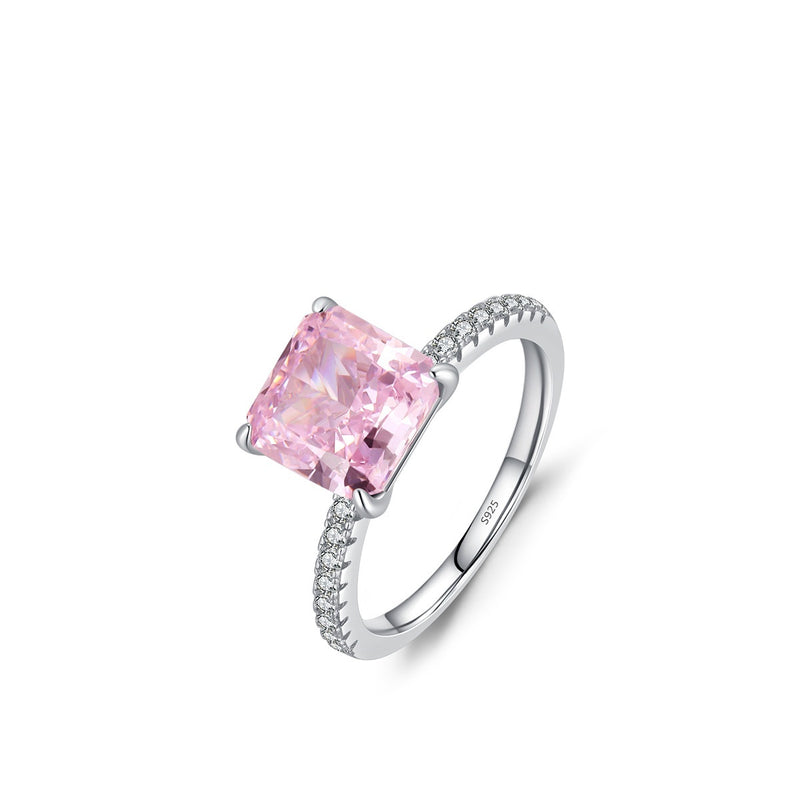 S925 Sterling Silver Ice Flower Cut Square Zircon Ring