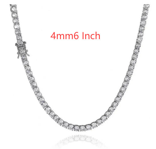 3mm 4mm 5mm 65 MmS925 Silver Moissanite Single Row Tennis Chain Bracelet Hip Hop Necklace