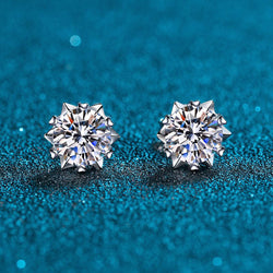 S925 Silver Moissanite Snowflake Ear Stud